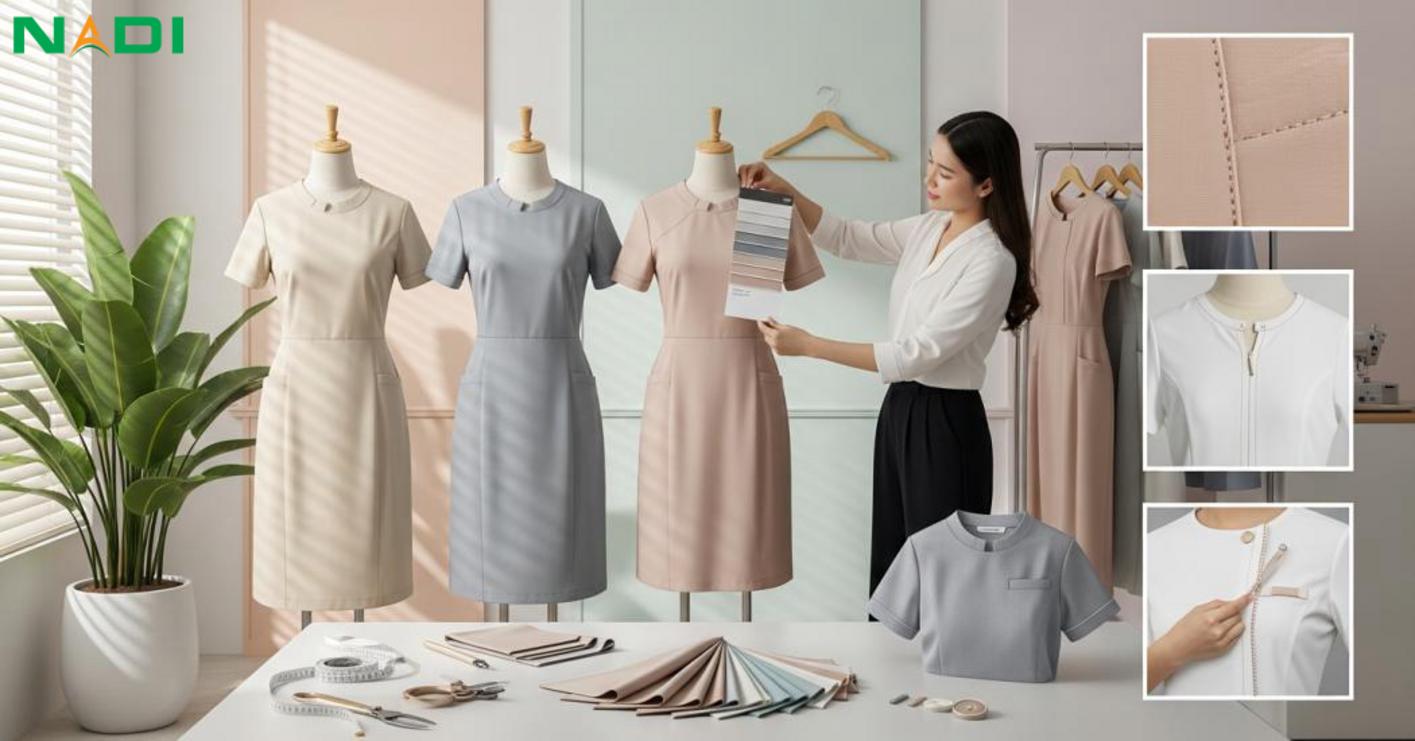 Tiêu chí chọn chất liệu và thiết kế cho đầm đồng phục