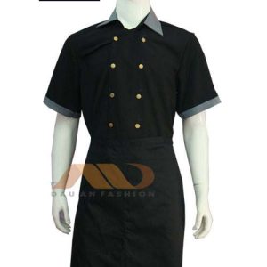 Áo bếp nam tay ngắn đen phối xám ABM020