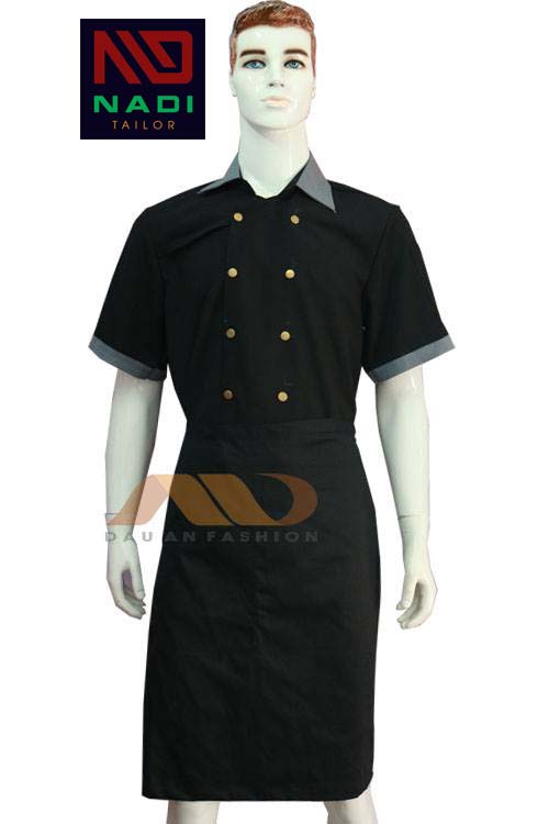 Áo bếp nam tay ngắn đen phối xám ABM020 1 Áo bếp nam tay ngắn đen phối xám ABM020