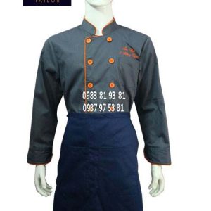 Áo bếp nam tay dài xám viền cam ABM014
