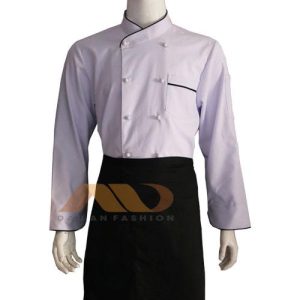 Áo bếp màu trắng viền đen tay dài HS0081