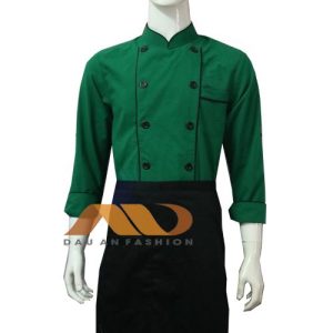 Áo bếp đồng phục nhà hàng màu xanh cho tổng thể HS0223