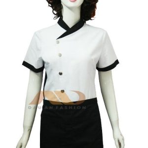 Alternative view of Áo bếp cổ chéo tay ngắn viền đen HS0071