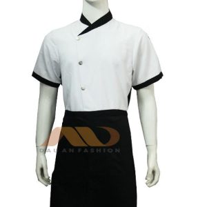 Áo bếp cổ chéo tay ngắn viền đen HS0071