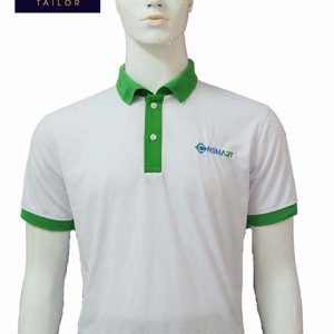 Áo thun nam phục vụ màu trắng phối xanh AT011
