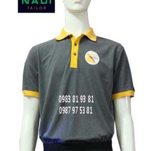 Áo thun nam phục vụ màu xám viền vàng AT009