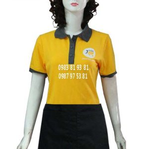 Áo phục vụ nhà hàng màu vàng cho nữ AT006