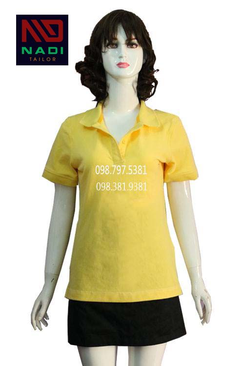 Áo thun phục vụ nhà hàng màu vàng cho nữ AT007 1 Áo thun phục vụ nhà hàng màu vàng cho nữ AT007