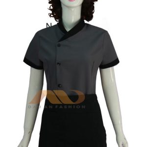 Áo bếp nữ cổ chéo màu xám HS0069