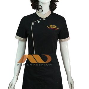 Áo đồng phục nhà hàng màu đen viền kem HS0105