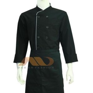 Áo bếp đính khuy tay dài viền xám HS0063