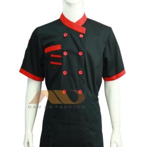 Áo bếp màu đen kèm chi tiết cổ chéo HS0051