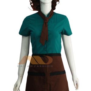 Đồng phục nhà hàng màu xanh ngọc kèm cà vạt HS0061