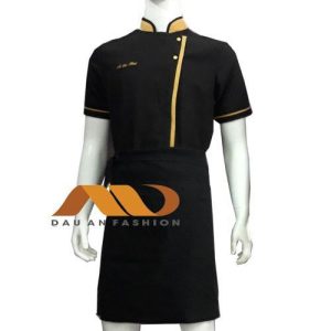 Đồng phục nhà hàng màu đen viền vàng HS0029