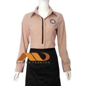 Đồng phục nhà hàng tay dài màu hồng HS0005