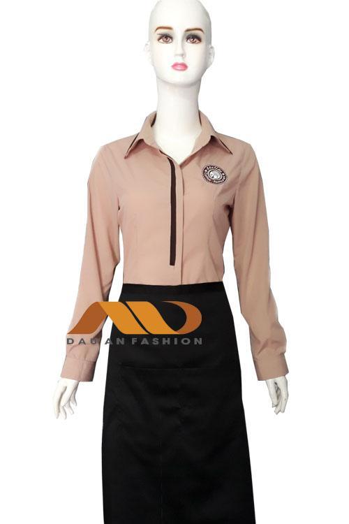 Đồng phục nhà hàng tay dài màu hồng HS0005 1 Đồng phục nhà hàng tay dài màu hồng HS0005