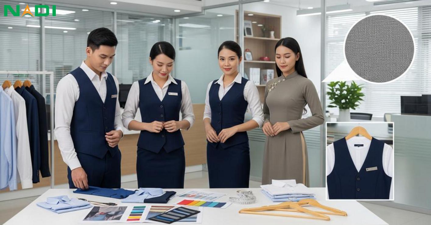 Tiêu chí thiết kế đồng phục ngân hàng (vest, sơ mi, màu sắc, chất liệu)