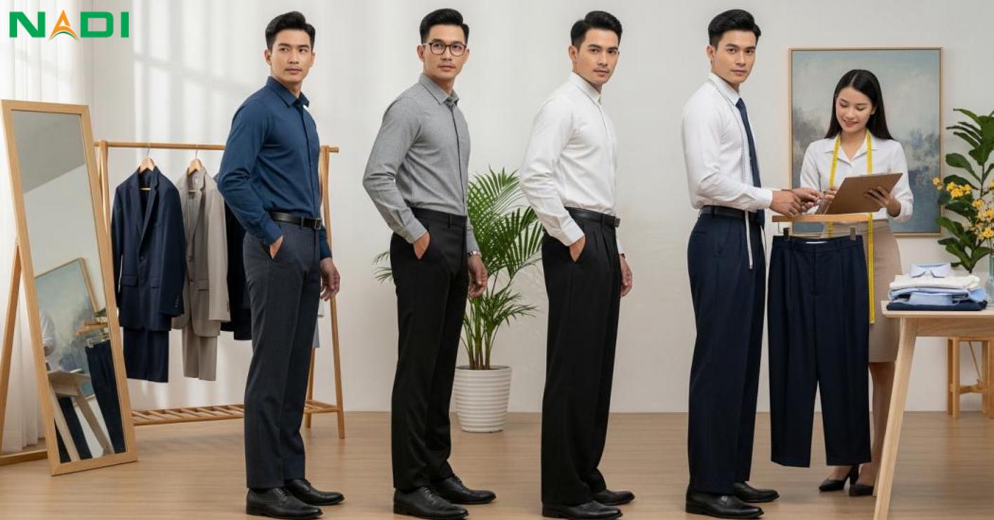 Kiểu dáng quần tây phổ biến và ứng dụng trong đồng phục