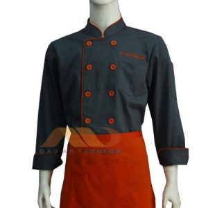 Áo bếp màu xám viền đỏ HS0049