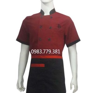 Tạp dề nửa thân màu đen viền đỏ TD009