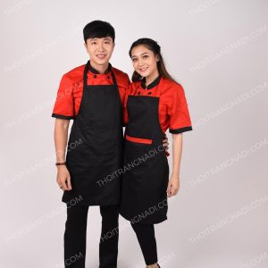 Alternative view of Tạp dề đầu bếp toàn thân màu đen TD004