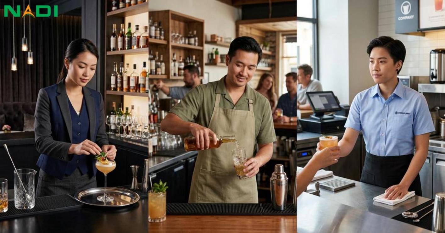 Mẫu đồng phục bartender gợi ý theo mô hình quán