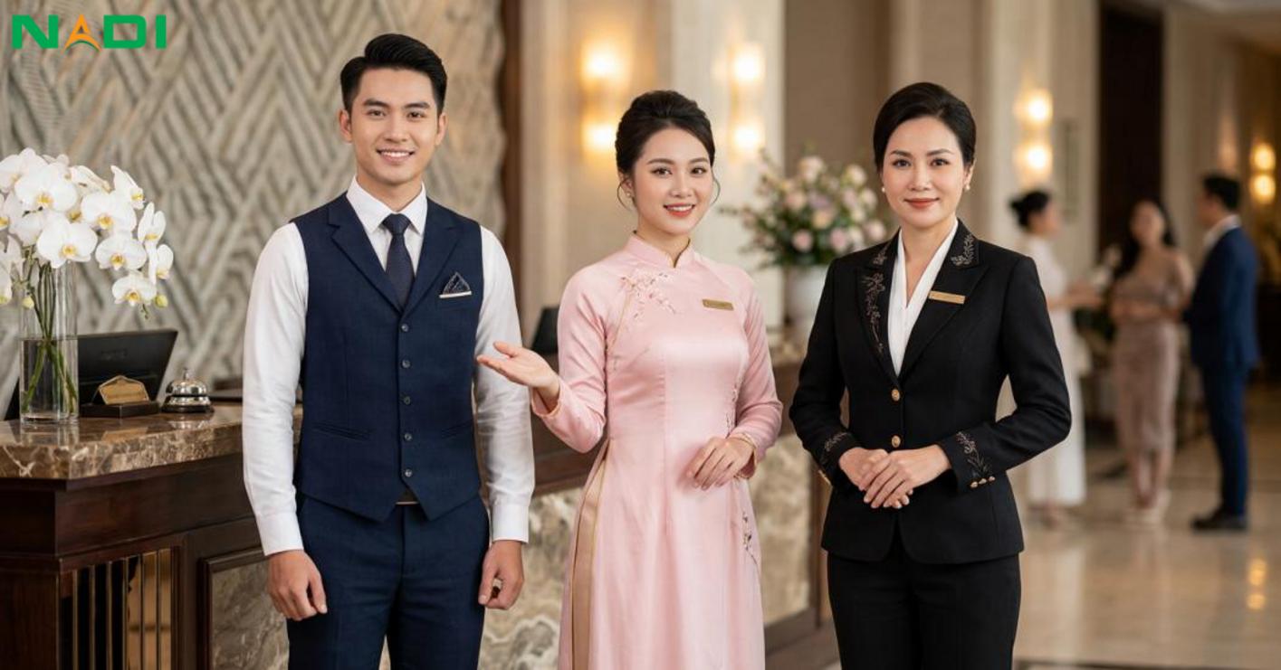 Mẫu đồng phục lễ tân phổ biến và gợi ý theo hạng khách sạn