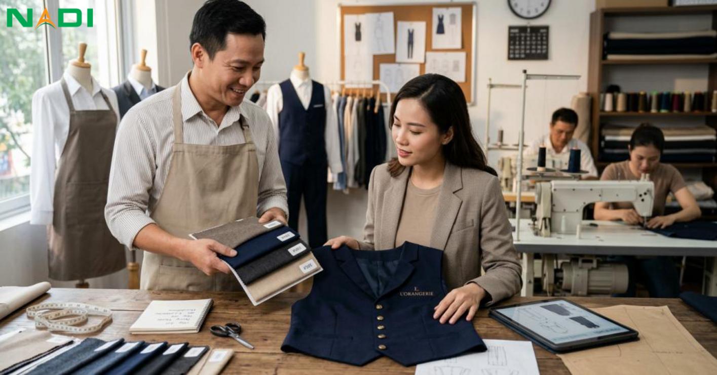 Quy trình đặt may, báo giá và triển khai tại may mặc nadi