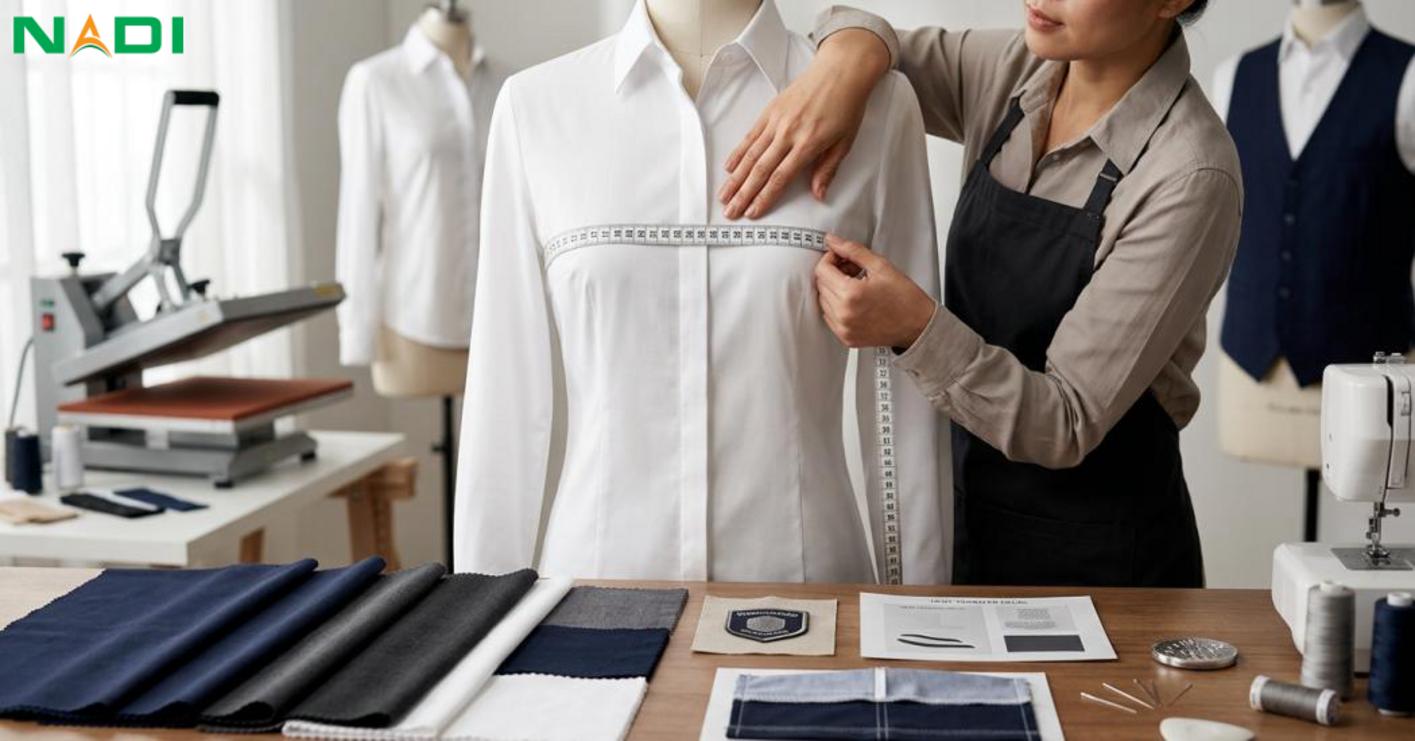 Chất liệu, bảng size và kỹ thuật hoàn thiện đồng phục