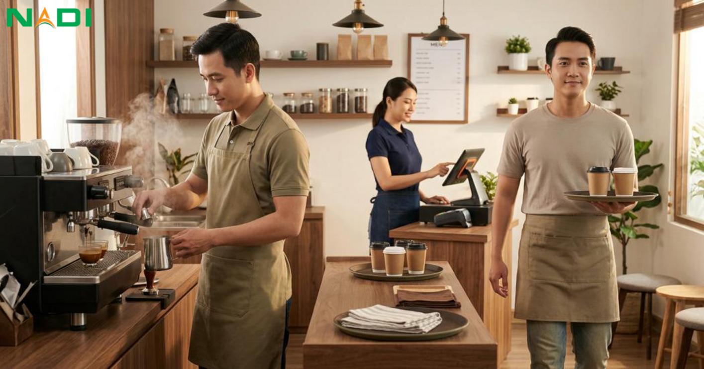 Các mẫu đồng phục quán cafe phổ biến và cách chọn theo vị trí