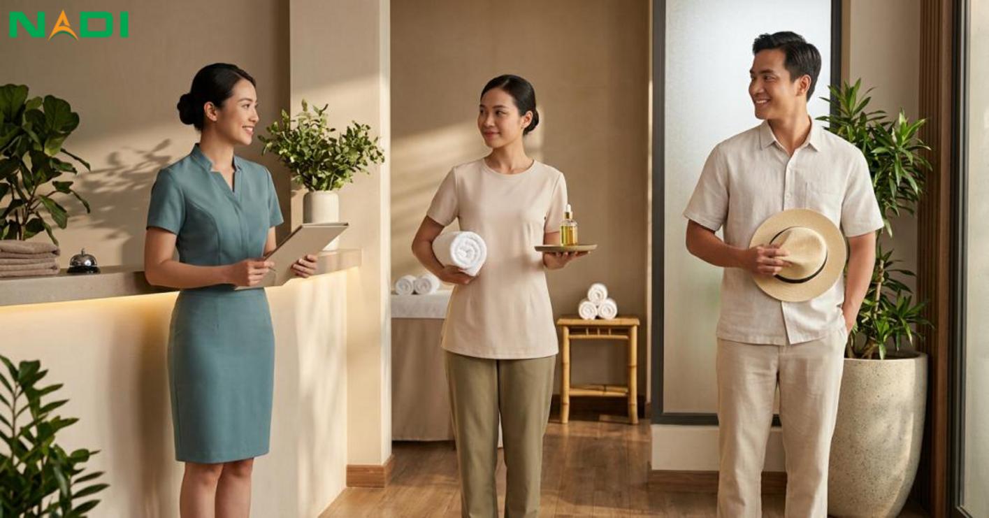 Mẫu đồng phục spa khách sạn theo bộ phận và tình huống sử dụng