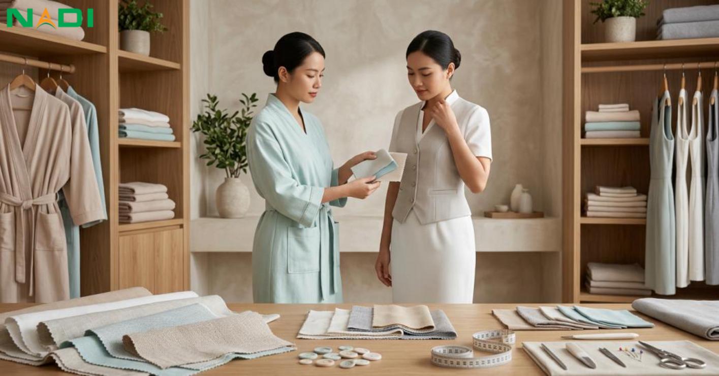 Tiêu chí chọn chất liệu và thiết kế cho đồng phục spa cao cấp