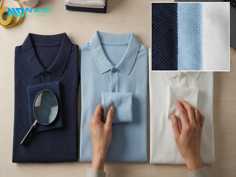 Chất liệu vải phổ biến cho áo polo là vải cá sấu, cotton hoặc vải pha