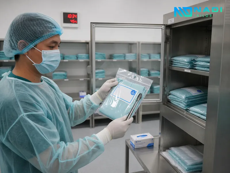 Trang phục y tế vô trùng nên được đóng gói riêng và ghi rõ các thông tin