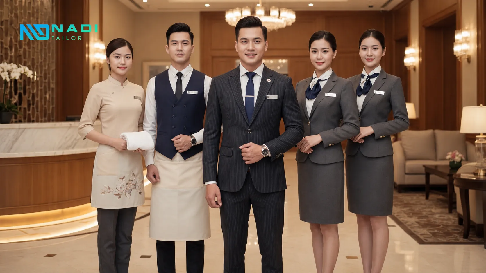 Đồng phục khách sạn cần cân bằng giữa thẩm mỹ, nhận diện thương hiệu và sự thoải mái khi vận hành.