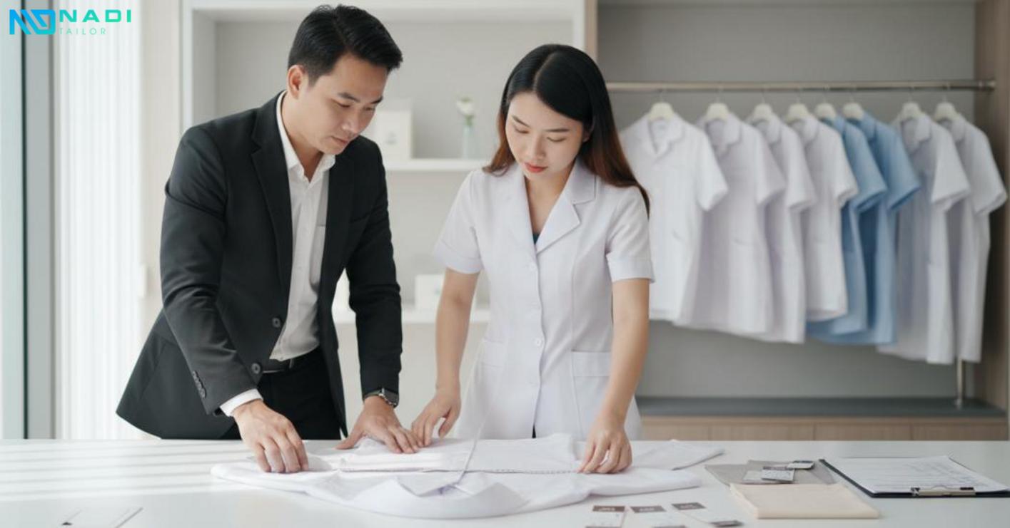 Quy trình đặt may áo blouse cao cấp cho phòng khám, spa và đơn vị y tế