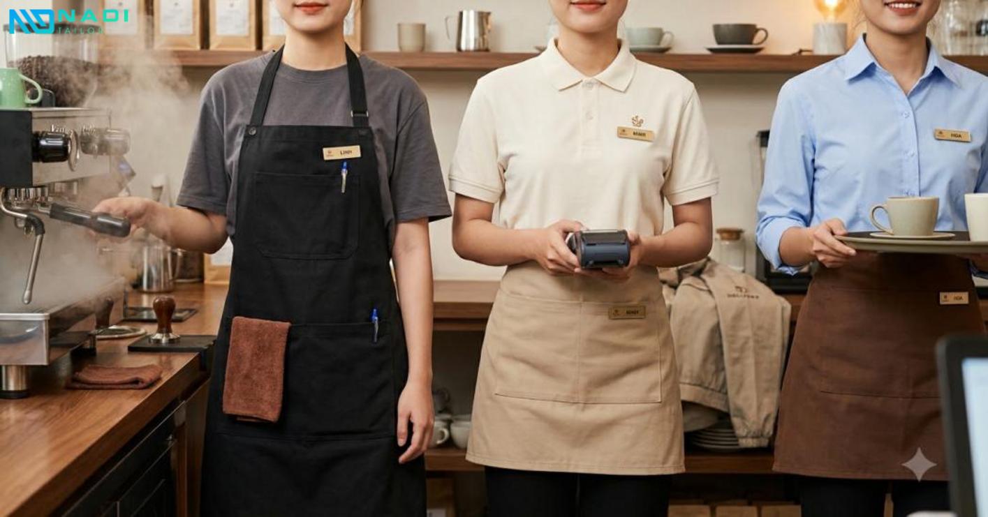 Chọn kiểu áo đồng phục quán cafe theo mô hình phục vụ và vị trí công việc