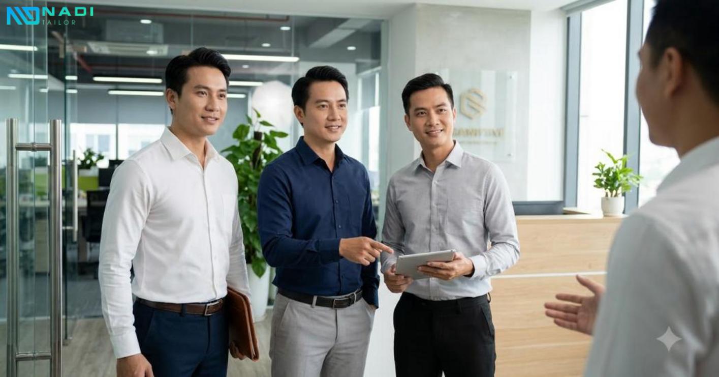 Áo nam cao cấp giúp nâng tầm chiến lược hình ảnh chuyên nghiệp và gia tăng niềm tin từ khách hàng.