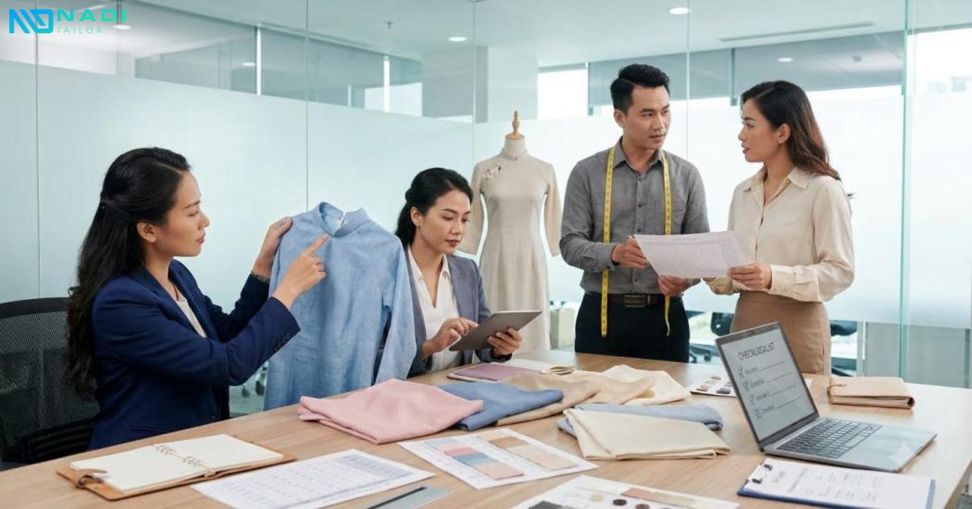 Quy trình đặt may áo dài rõ ràng giúp doanh nghiệp kiểm soát mẫu, size, chi phí và tiến độ giao hàng.