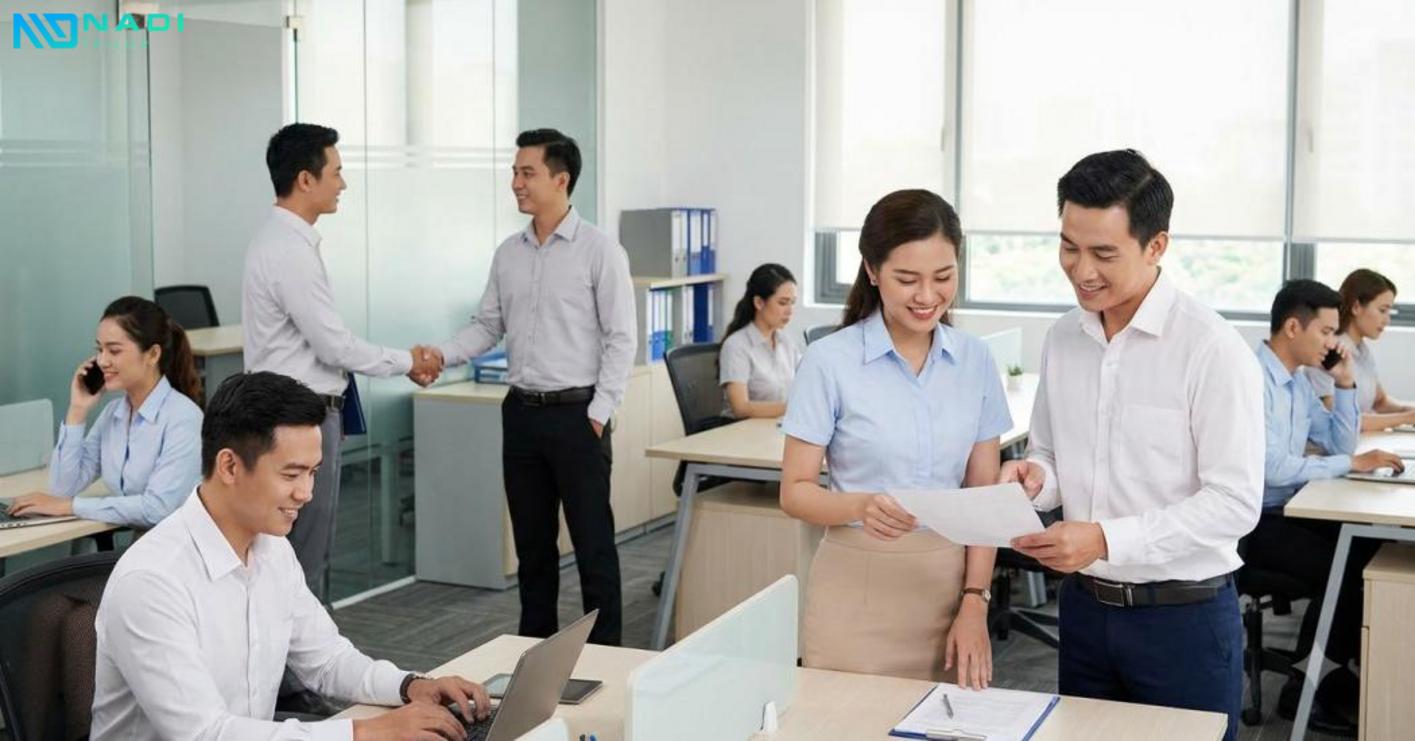 Chọn mẫu sơ mi theo vị trí giúp đồng bộ hình ảnh, tối ưu chi phí và nhận diện.
