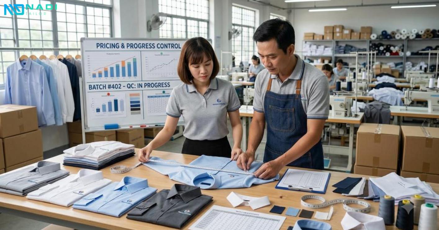 Không chỉ so giá; hãy xem tiến độ, duyệt mẫu và kiểm soát chất lượng để tránh phát sinh.