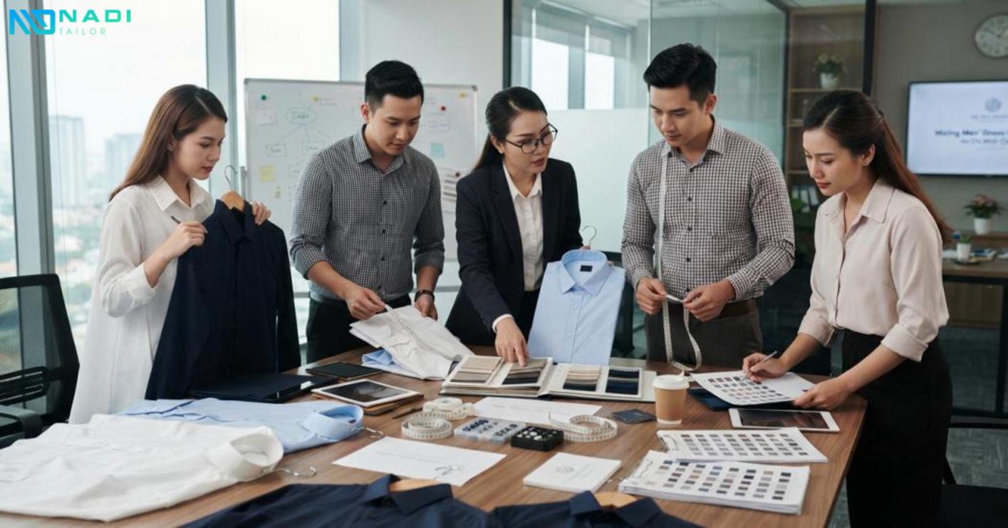 Đặt may sơ mi công sở cần chuẩn hóa yêu cầu, số đo, chất liệu và tiến độ Đặt may sơ mi công sở cần chuẩn hóa yêu cầu, số đo, chất liệu và tiến độ