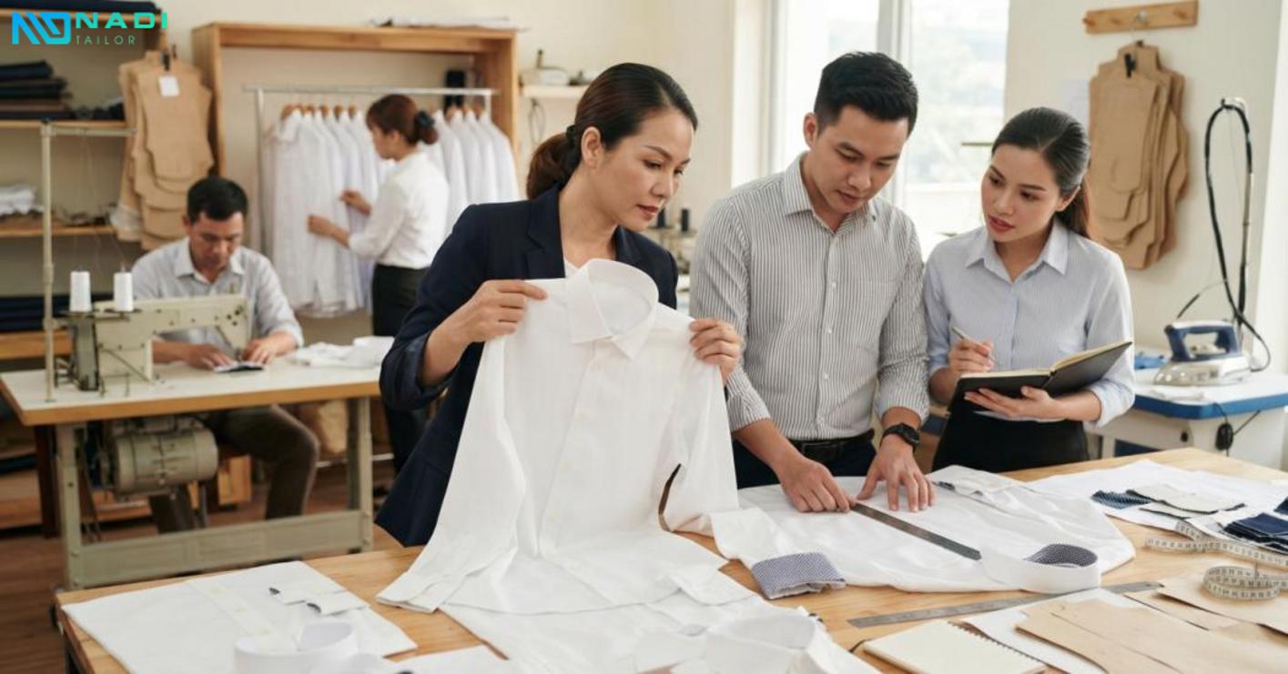 Đặt may sơ mi trắng nam cao cấp cần chú trọng chất liệu, size, duyệt mẫu và hoàn thiện Đặt may sơ mi trắng nam cao cấp cần chú trọng chất liệu, size, duyệt mẫu và hoàn thiện